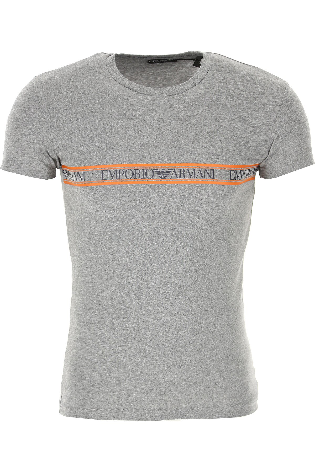 Tricou barbati cu imprimeu text, Emporio Armani, Gri, Gri