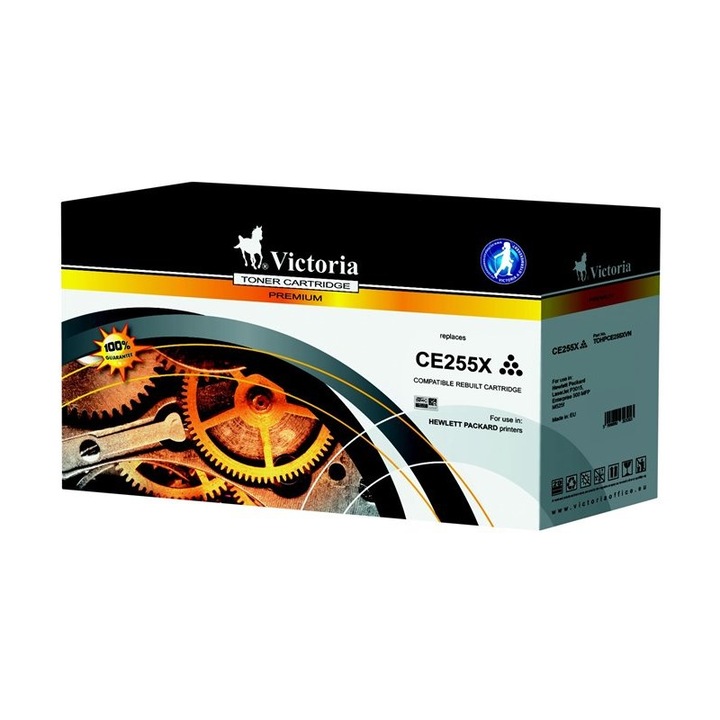 Toner laser pentru imprimanta, Victoria, 55X CE255X, Negru