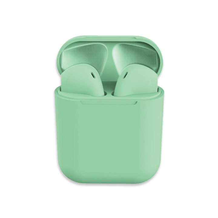 Безжични слушалки JR Technology, HF i12, In Ear, Touch Control, Светло Зелени