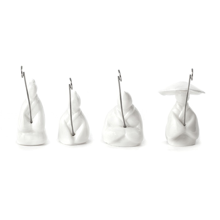 Set suport pliculete ceai, 4 pescari japonezi, silicon, alb