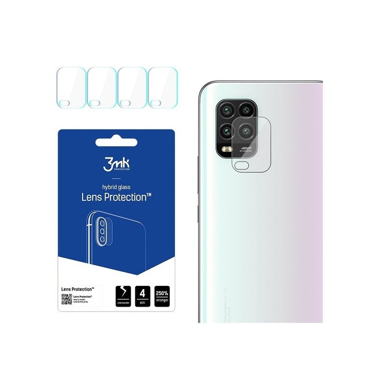 Folie Sticla Nano Glass 3mk Pentru Camera Pentru Xiaomi Mi 10 Lite 5g Transparenta, 4 Buc In Pachet