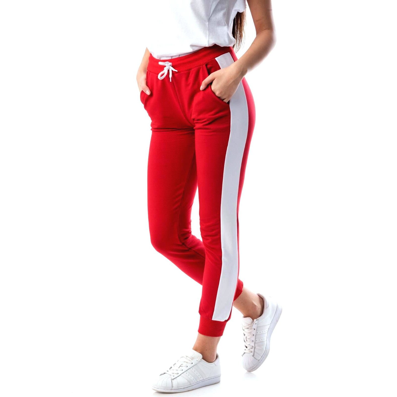 Pantaloni Sport Dama Lara Bumbac, Rosu