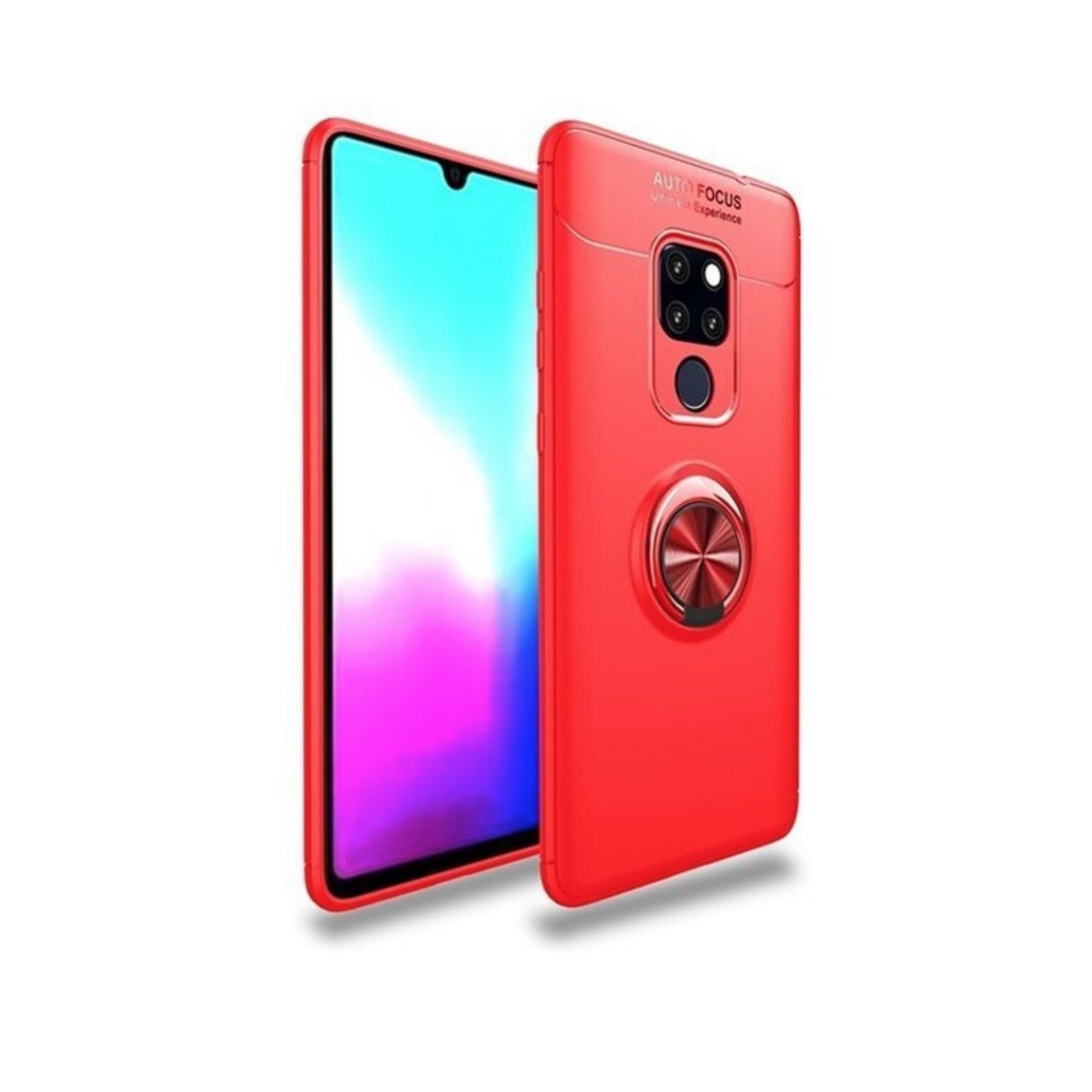 Husa din silicon cu inel magnetic rotativ pentru Huawei Mate 20 Red