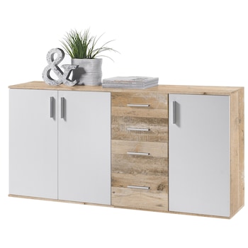 Comoda CHARLY-BOBBY 160x82x35 cm, 3 usi, 4 sertare, culoare Alb Mat, Old Style Comoda CHARLY-BOBBY 160x82x35 cm, 3 usi, 4 sertare, culoare Alb Mat, Old Style