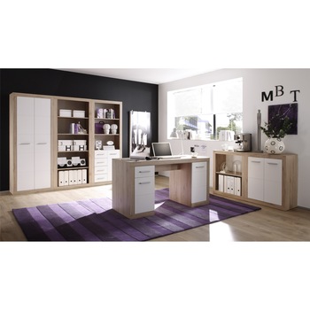 Birou CAN CAN, 145x76x60 cm, 2 usi, 1 sertar, Front din PVC, culoare Alb, laterale Stejar- San Remo Birou CAN CAN, 145x76x60 cm, 2 usi, 1 sertar, Front din PVC, culoare Alb, laterale Stejar- San Remo