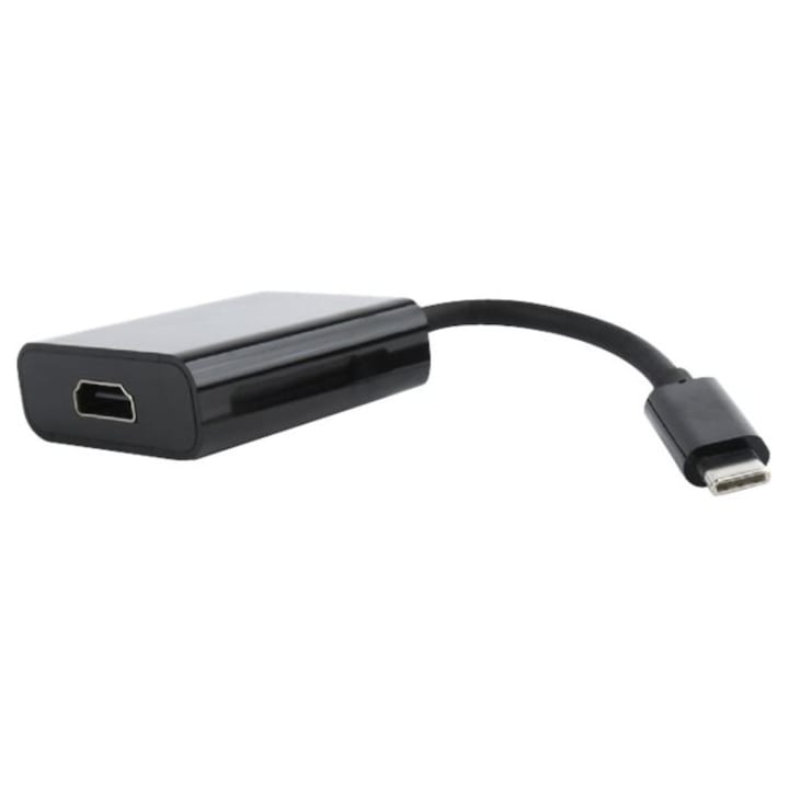 Adaptor USB 3.1 type C tata la HDMI mama, Gembird, cu cablu 15 cm, rezolutie maxima 4K la 30 Hz, negru