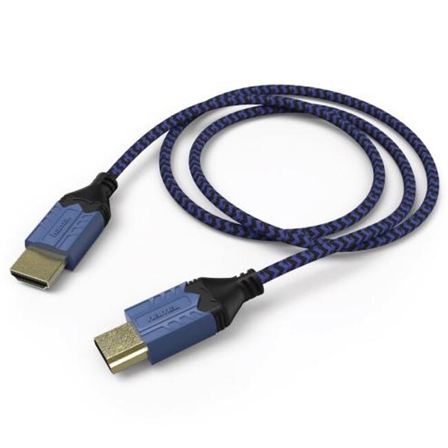 Cablu Hama 54482, HDMI tata-tata, placat aur, 2.5m, Albastru