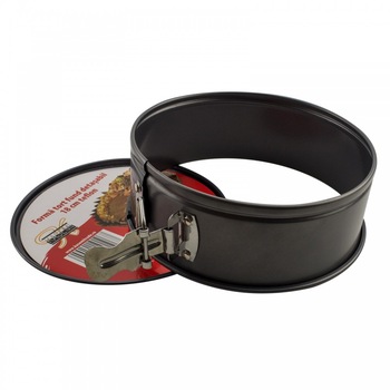 Forma tort, cu baza detasabila, otel cu acoperire teflon, neagra, 6.8 x 18 cm Forma tort, cu baza detasabila, otel cu acoperire teflon, neagra, 6.8 x 18 cm