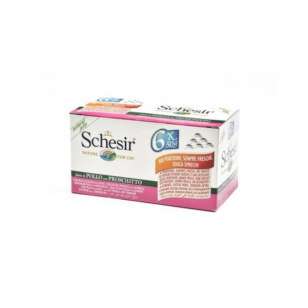 Hrana umeda pentru pisici Schesir Pui si sunca 6 x 50 g