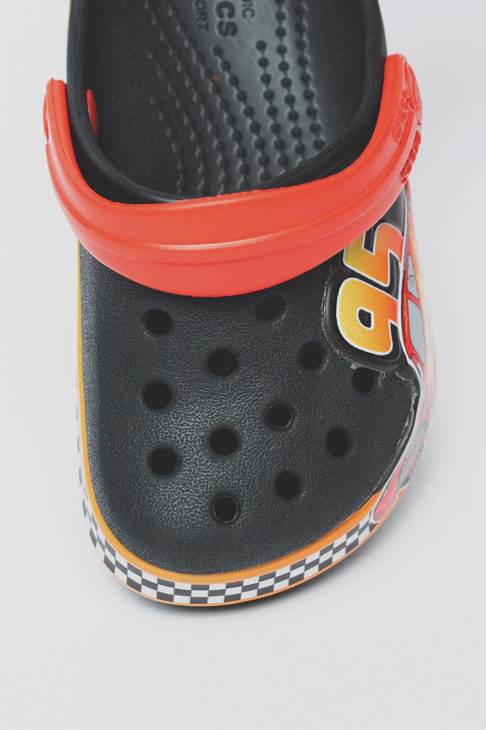 Crocs, Saboti slingback cu perforatii, Negru/Rosu/Galben, 24-25 EU ...