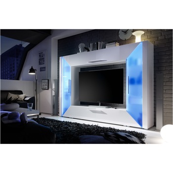 Living Edge, 226x163x40 cm, 4 usi, iluminare LED, culoare Alb/Transparent Living Edge, 226x163x40 cm, 4 usi, iluminare LED, culoare Alb/Transparent
