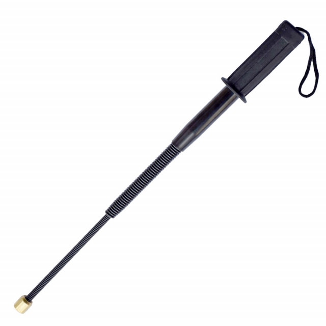 Baston telescopic flexibil Pufo pentru autoaparare cu 3 segmente din otel, maner din cauciuc, negru