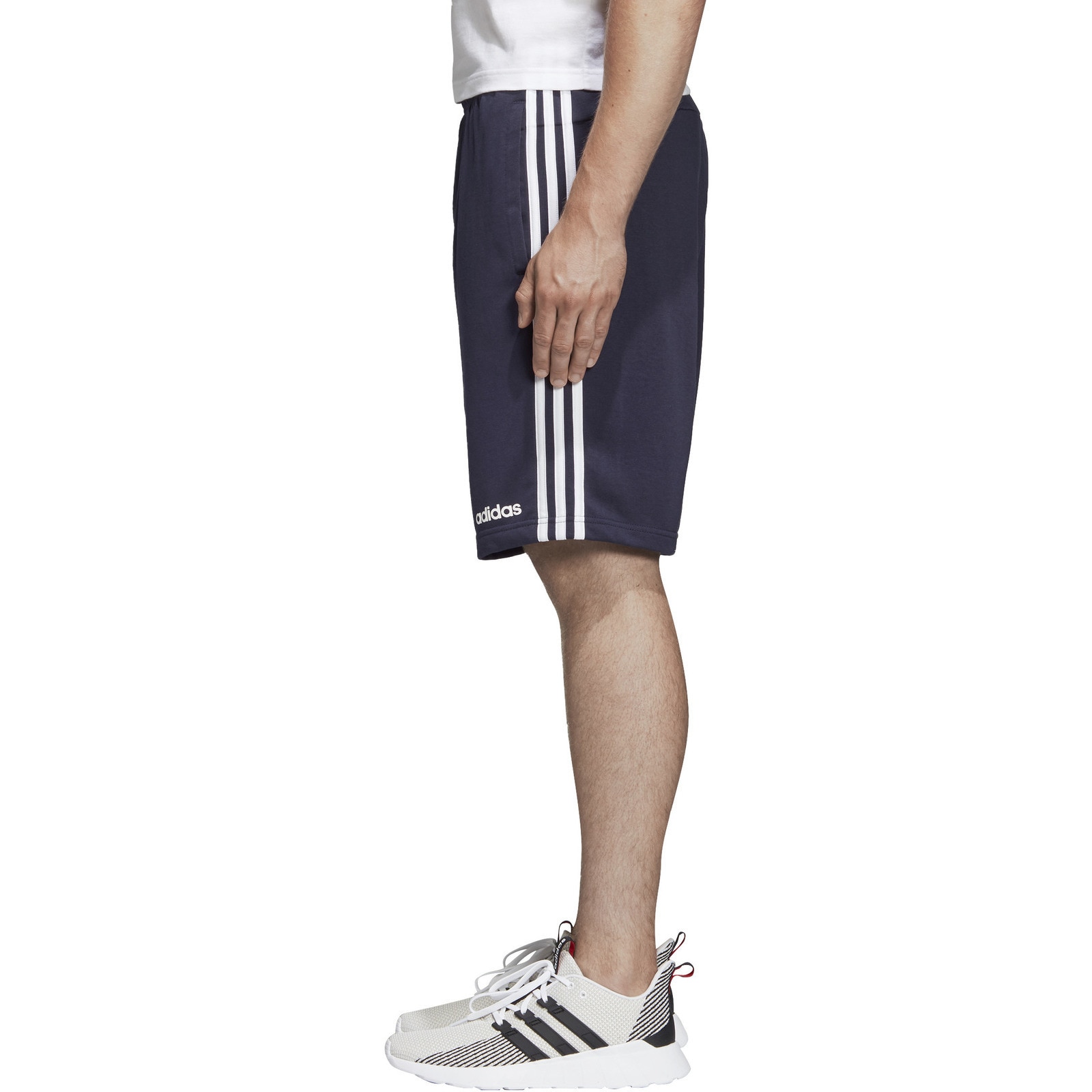 adidas 3 stripe french terry shorts