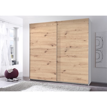 Dulap Puls 215x210x59 cm, 2 usi glisante, 1 polita, 1 bara , culoare Alb/Stejar Artizan Dulap Puls 215x210x59 cm, 2 usi glisante, 1 polita, 1 bara , culoare Alb/Stejar Artizan