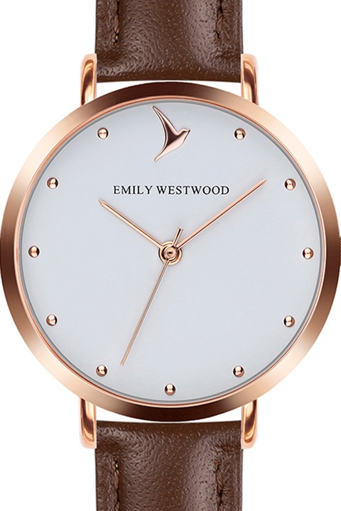 Emily Westwood, Часовник с кожена каишка, Тъмнокафяв / Розово-златист