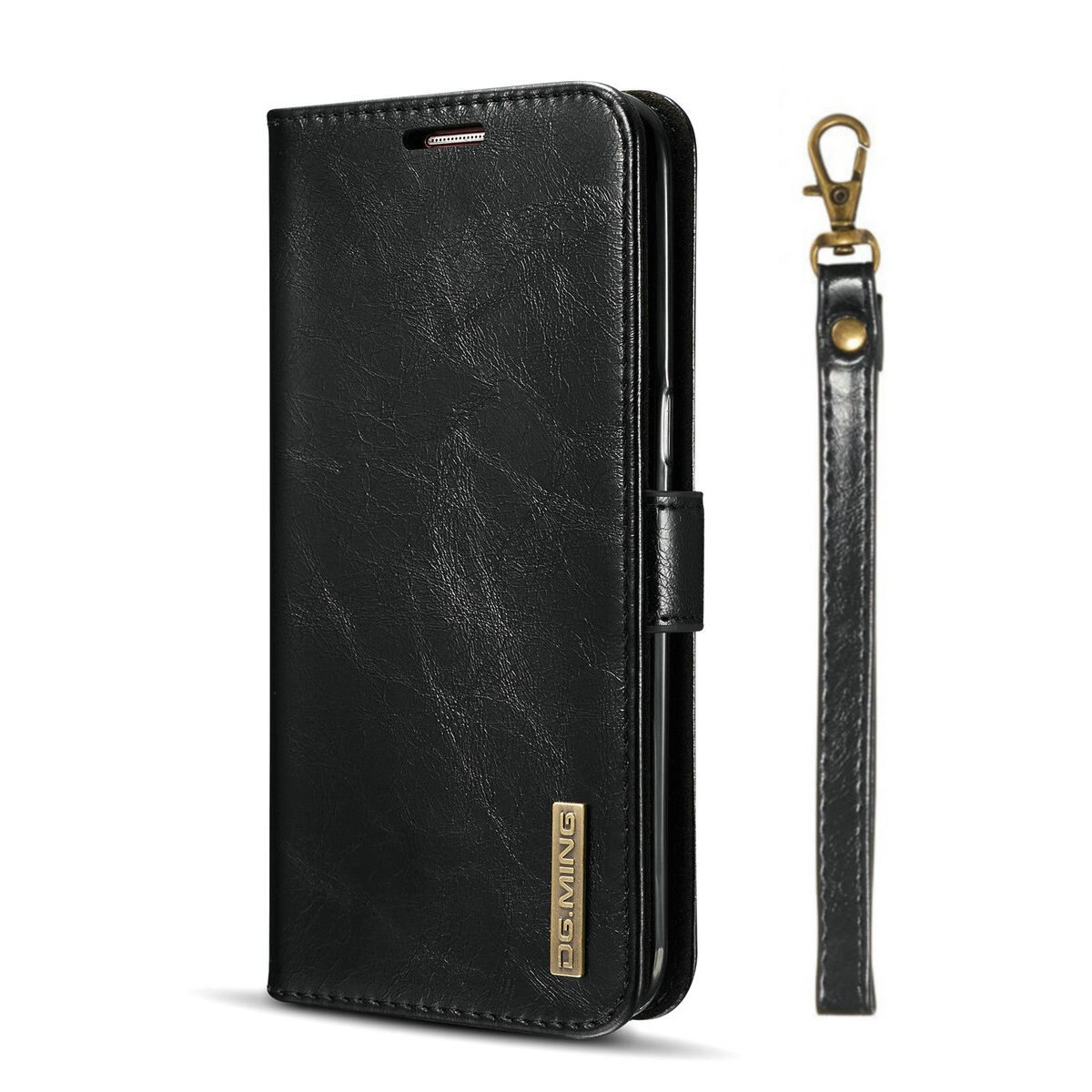 Husa Samsung Galaxy S7 Edge - CaseME, piele, 2 in 1, curelusa mana, inchidere magnetica, tip portofel, back cover, stand, Negru