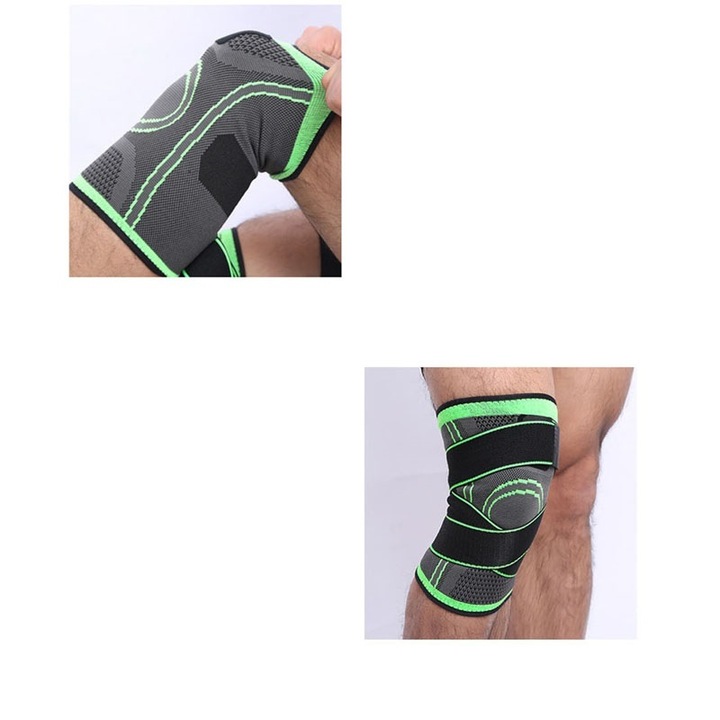 Genunchiera, Nailon/Spandex/Latex, Negru/Verde, S