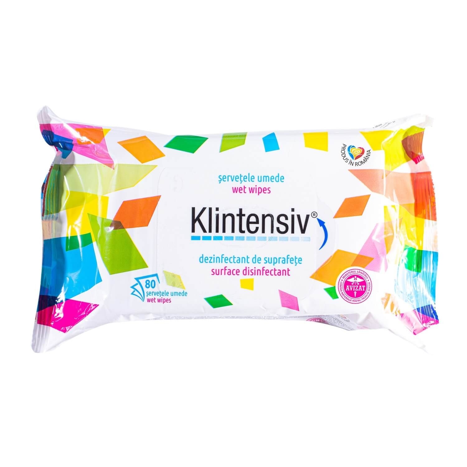 Servetele umede Klintensiv cu solutie dezinfectanta pentru suprafete 80 de bucati