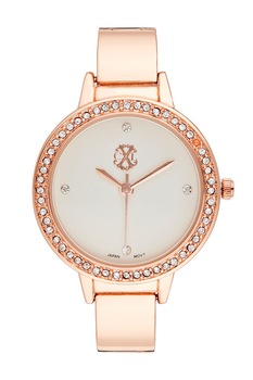 Christian Lacroix, Ceas quartz decorat cu cristale, Auriu rose Christian Lacroix, Ceas quartz decorat cu cristale, Auriu rose
