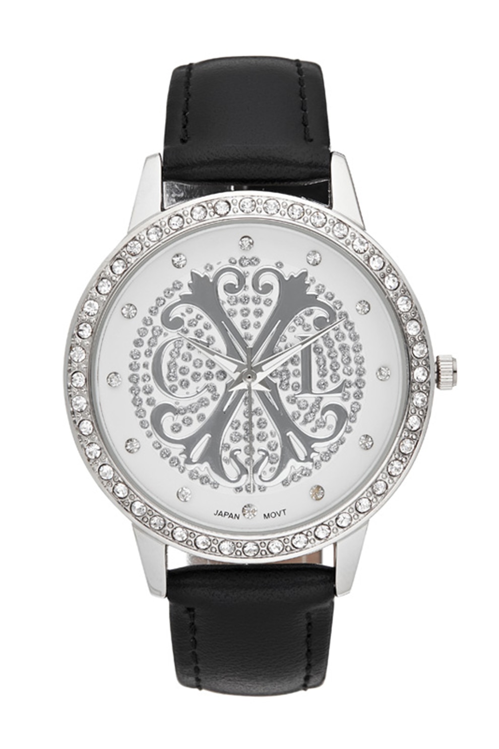 Christian Lacroix, Ceas analog decorat cu cristale, Negru/Argintiu
