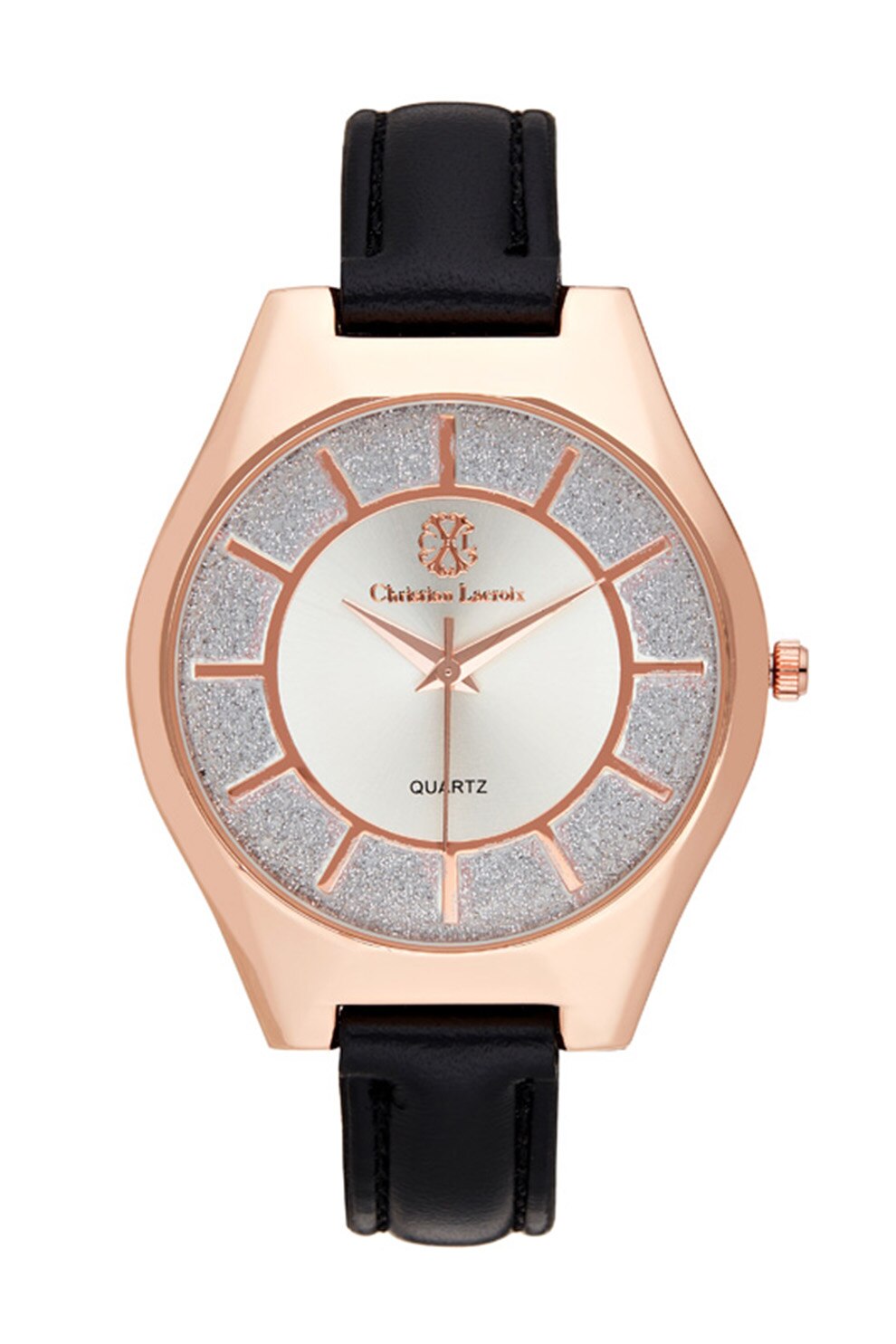 Christian Lacroix, Ceas analog cu o curea de piele, Negru/Auriu rose