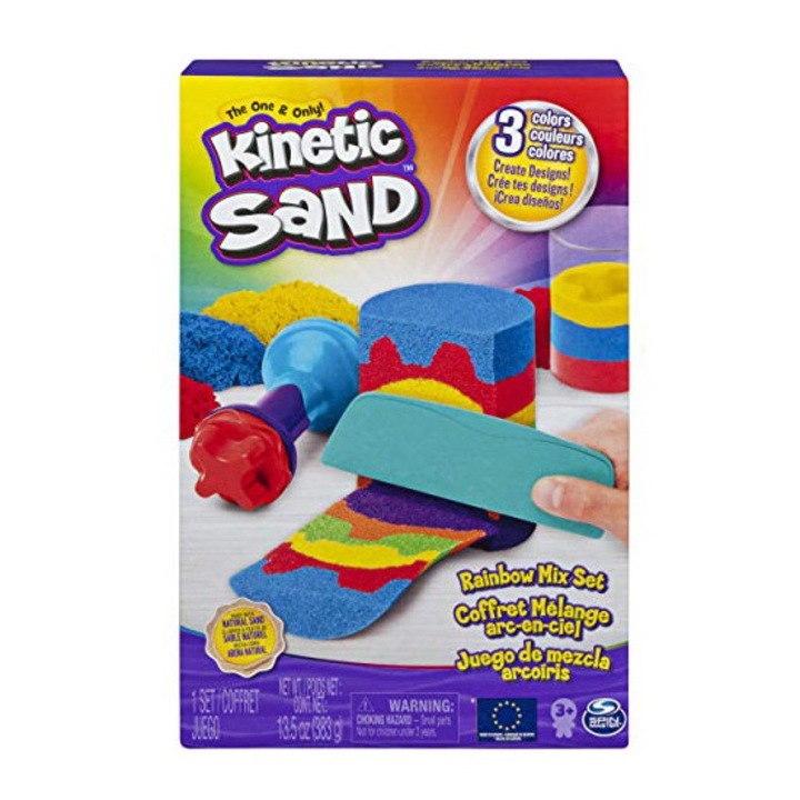 Set Kinetic Sand - Curcubeu cu accesorii, 383g