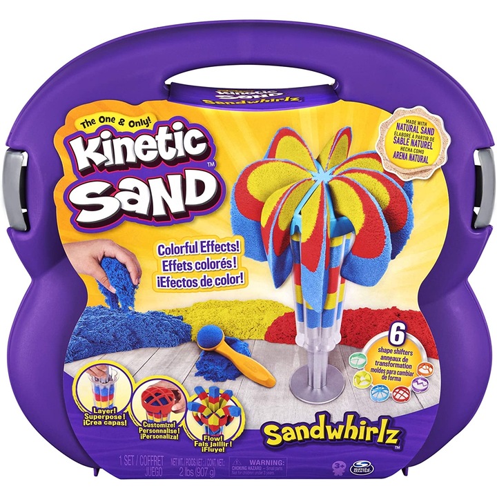 Set Kinetic Sand - Sandwhirlz, cu accesorii, 900g