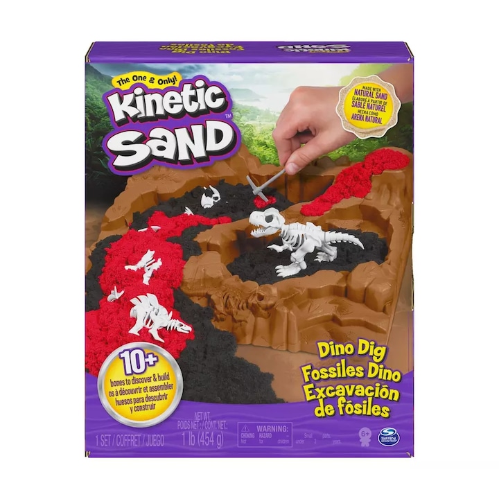 Set Kinetic Sand - Situl arheologic cu dinozauri, 454g