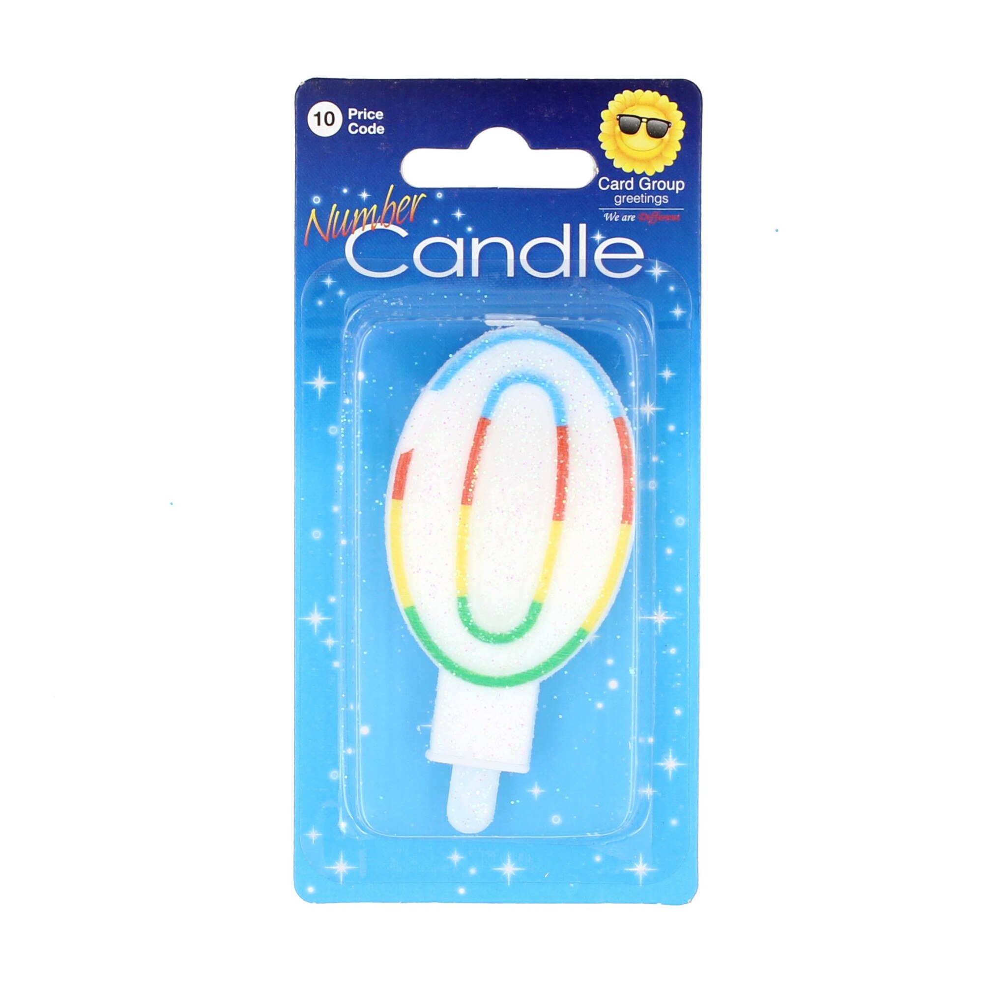 Lumanare aniversara, multicolora, cifra 0