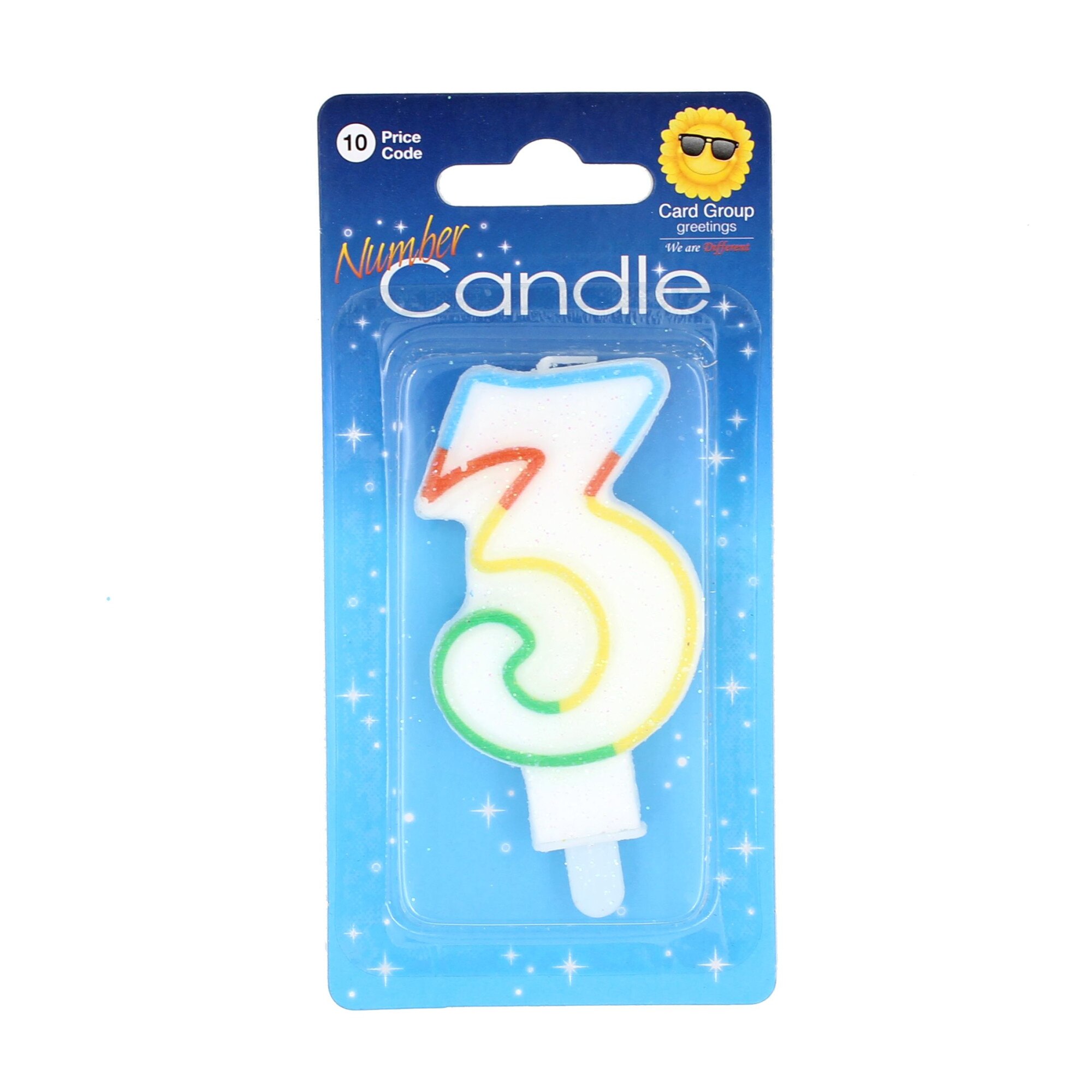 Lumanare aniversara, multicolora, cifra 3