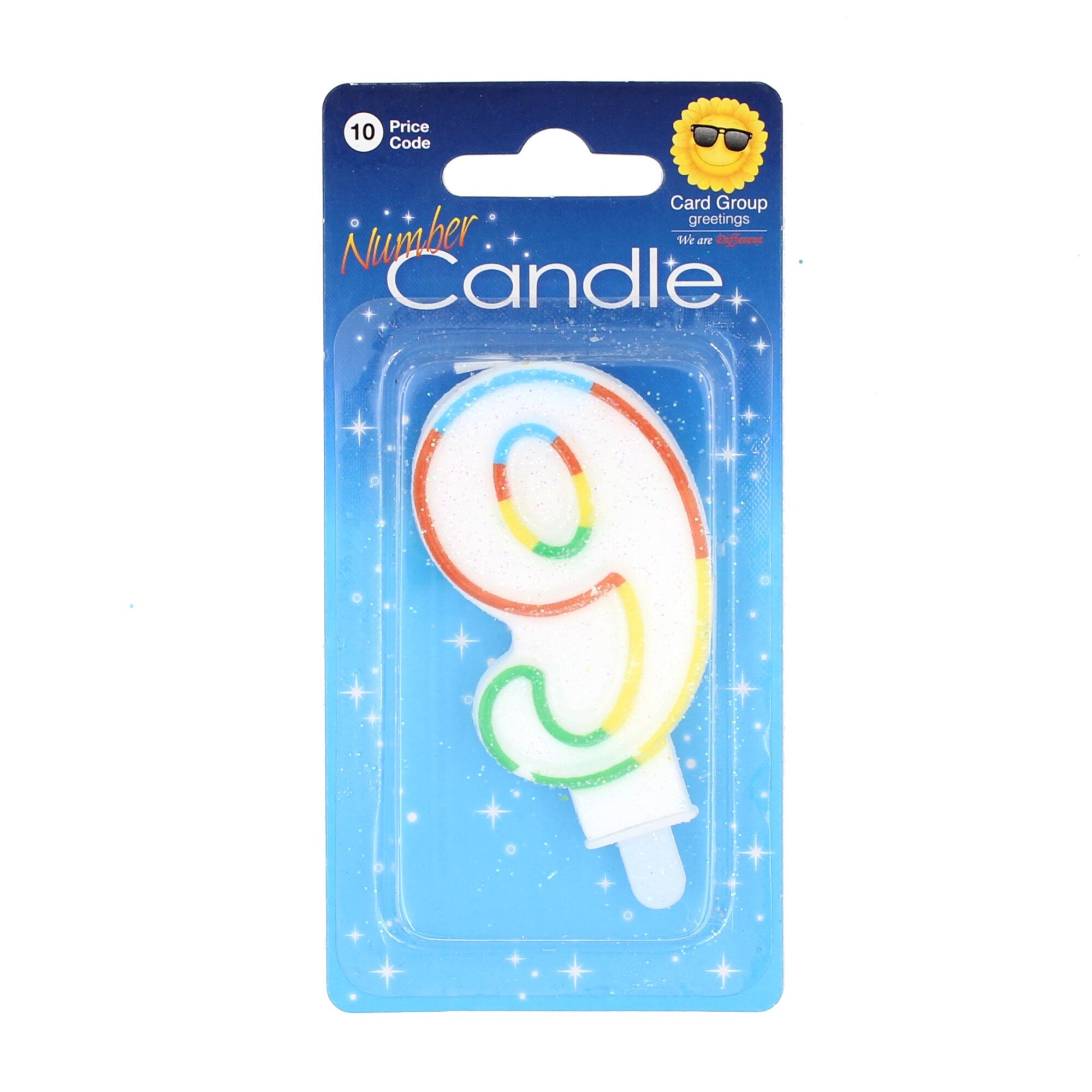 Lumanare aniversara, multicolora, cifra 9