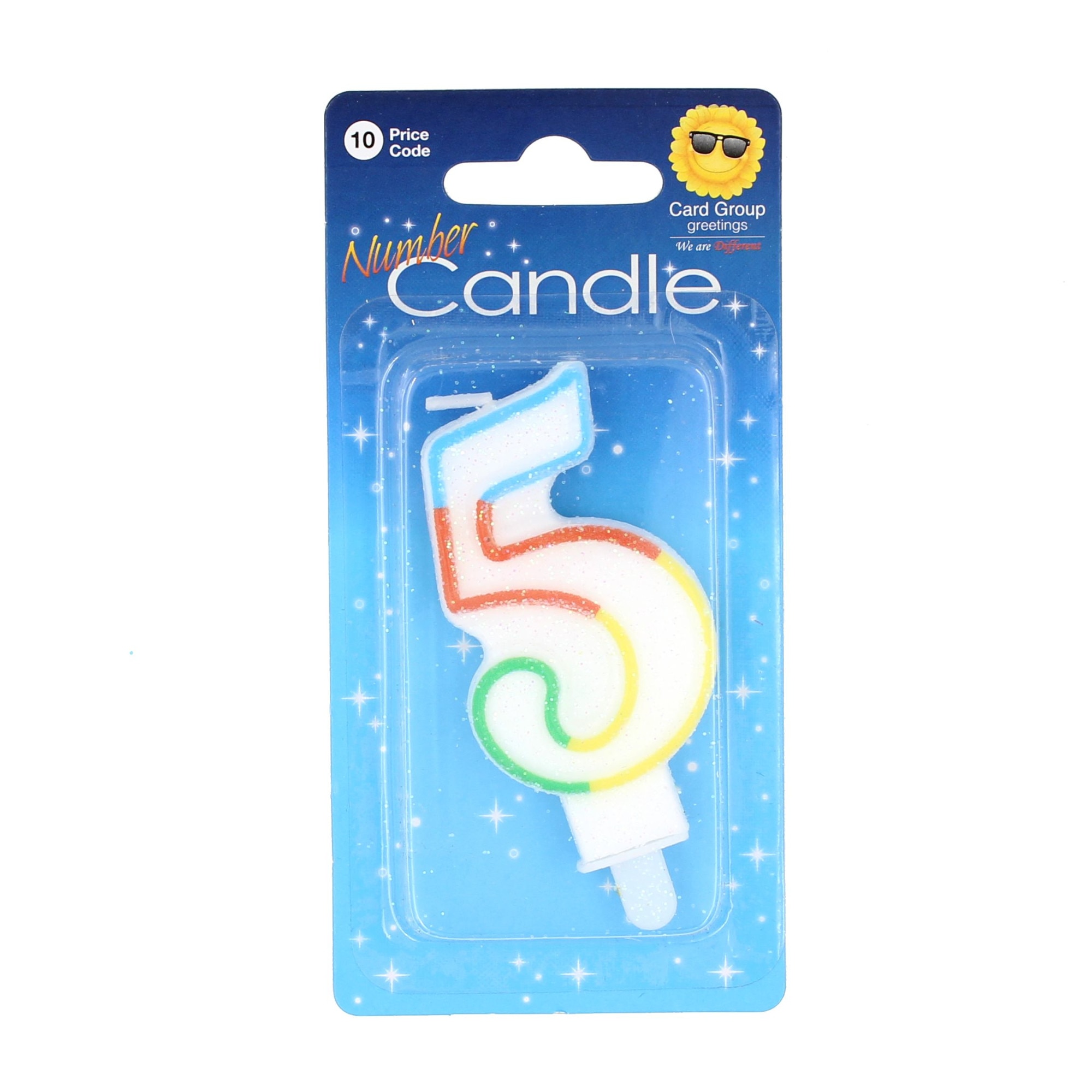 Lumanare aniversara, multicolora, cifra 5