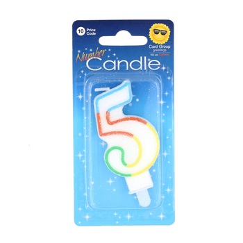 Lumanare aniversara, multicolora, cifra 5 Lumanare aniversara, multicolora, cifra 5