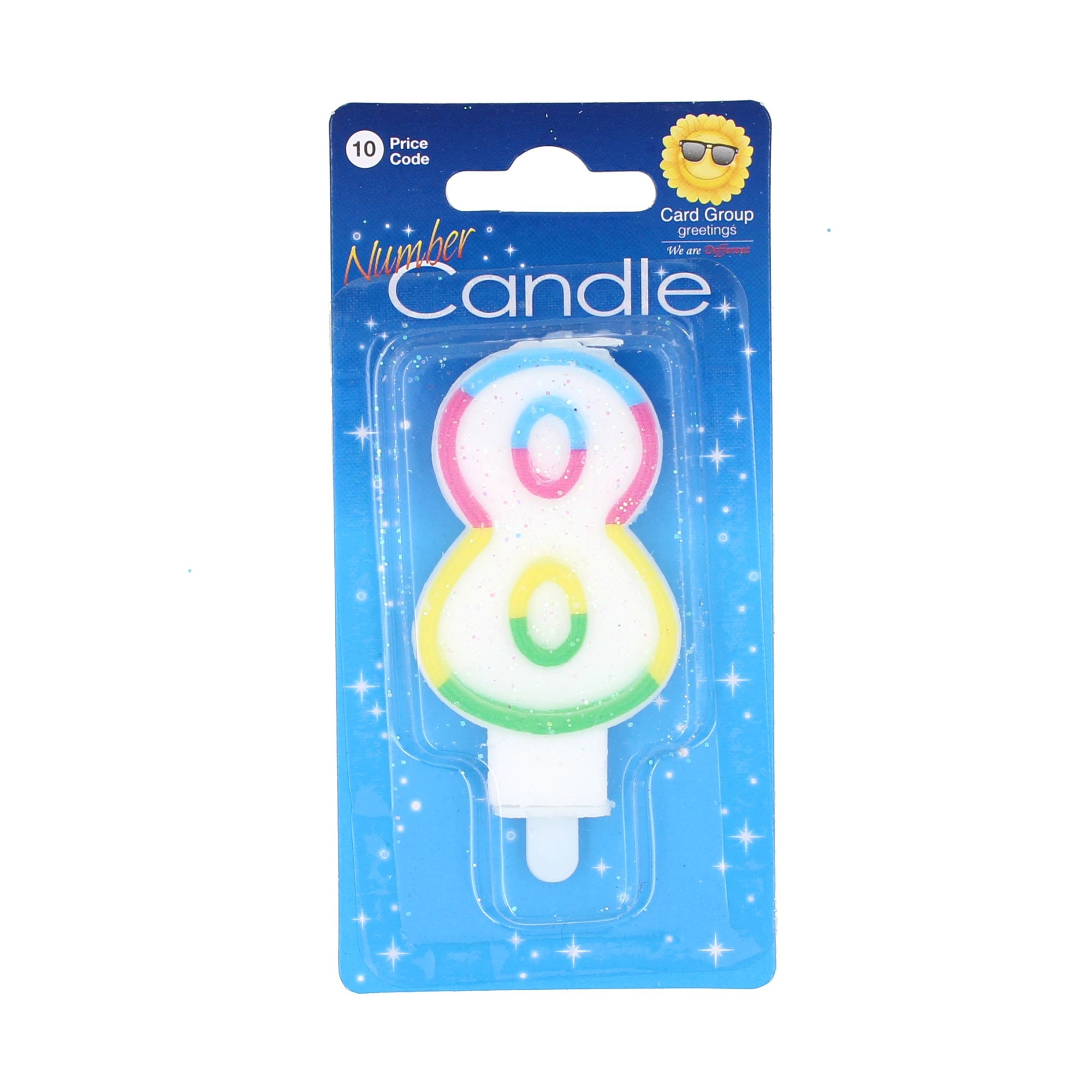 Lumanare aniversara, multicolora, cifra 8