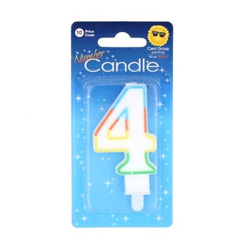 Lumanare aniversara, multicolora, cifra 4 Lumanare aniversara, multicolora, cifra 4