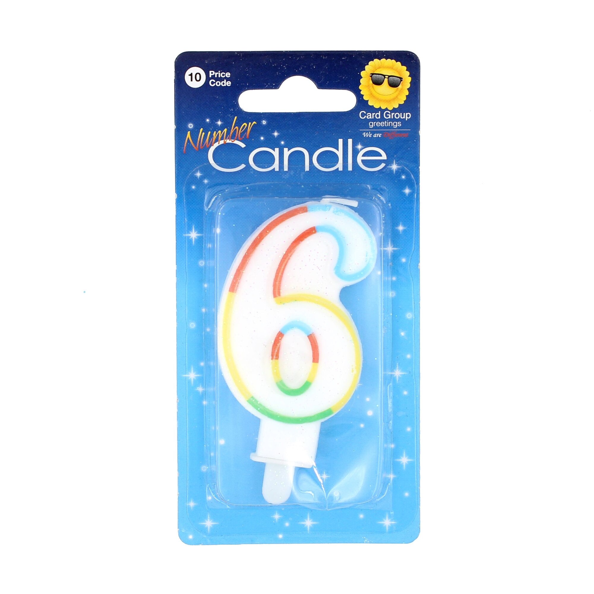 Lumanare aniversara, multicolora, cifra 6