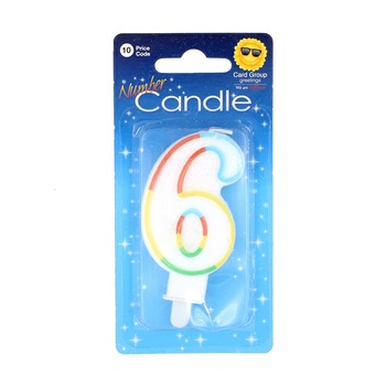 Lumanare aniversara, multicolora, cifra 6 Lumanare aniversara, multicolora, cifra 6
