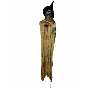 Vrajitoarea decorativa pentru Halloween, 130cm, Textil si Mecanic, Negru/Maro Vrajitoarea decorativa pentru Halloween, 130cm, Textil si Mecanic, Negru/Maro