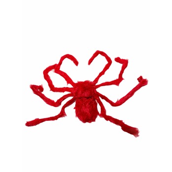 Paianjen urias cu puf pentru Halloween, Plastic, Rosu, 60cm Paianjen urias cu puf pentru Halloween, Plastic, Rosu, 60cm