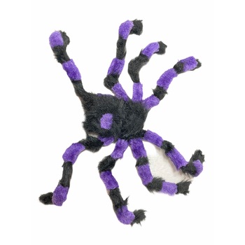 Paianjen urias cu puf pentru Halloween, Plastic, Negru/Mov, 60cm Paianjen urias cu puf pentru Halloween, Plastic, Negru/Mov, 60cm