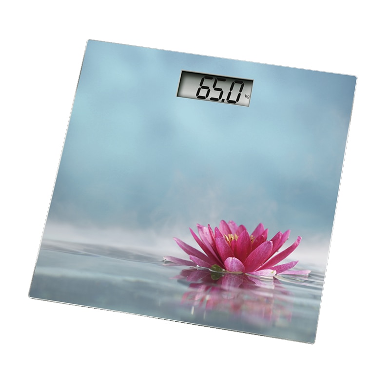 Cantar digital Rosa Xavax, ecran LCD, 28 x 28 x 2 cm, sticla, maxim 150 kg, Albastru/Roz