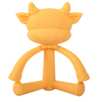 Jucarie dentitie bebelusi in forma de vacuta, aplicator gel gingival, silicon, 10 cm, galben Jucarie dentitie bebelusi in forma de vacuta, aplicator gel gingival, silicon, 10 cm, galben