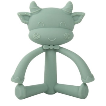 Jucarie dentitie bebelusi in forma de vacuta, aplicator gel gingival, silicon, 10 cm, verde Jucarie dentitie bebelusi in forma de vacuta, aplicator gel gingival, silicon, 10 cm, verde