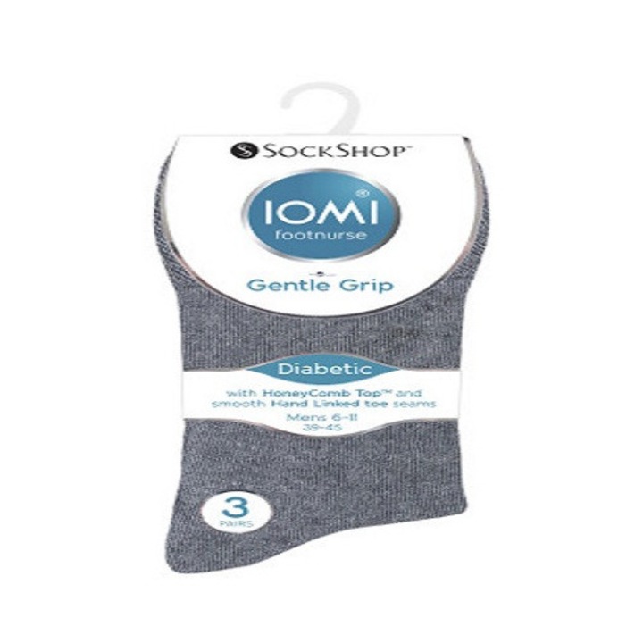 Ciorapi pentru diabetici, Iomi Footnurse, gentle grip, albastri/gri, marime 37-42, 3 perechi/set