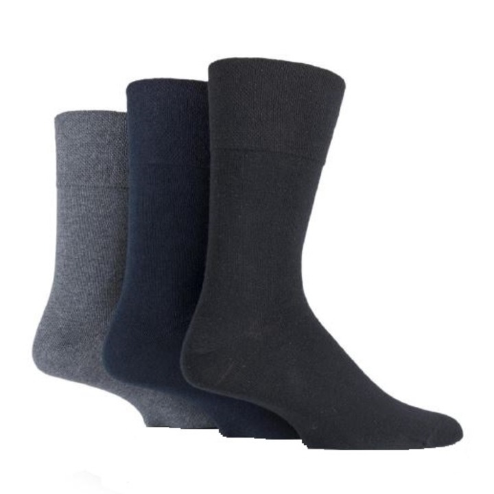 Ciorapi pentru diabetici, Iomi Footnurse, gentle grip, albastri/gri, marime 37-42, 3 perechi/set