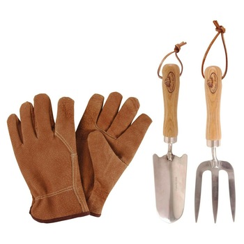 Set de gradinarit BAVICCHI, Lopatica, Furca si Manusi, Lemn, Metal, Maro/Argintiu Set de gradinarit BAVICCHI, Lopatica, Furca si Manusi, Lemn, Metal, Maro/Argintiu