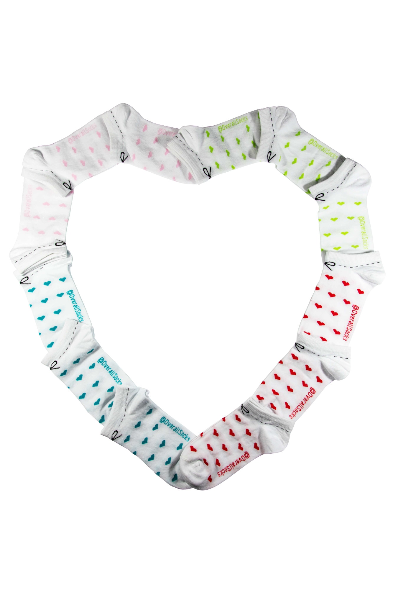 Set 12 sosete scurte Inimioare Overall, Multicolor,, Alb - Multicolor