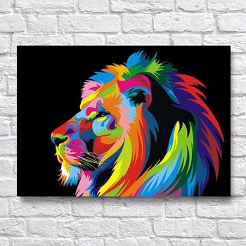 Pictura pe numere, panza 54x44x53cm, leu in design colorat Pictura pe numere, panza 54x44x53cm, leu in design colorat