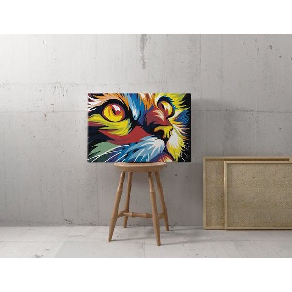 Pictura pe numere, panza 54x44x53cm, pisica in design colorat