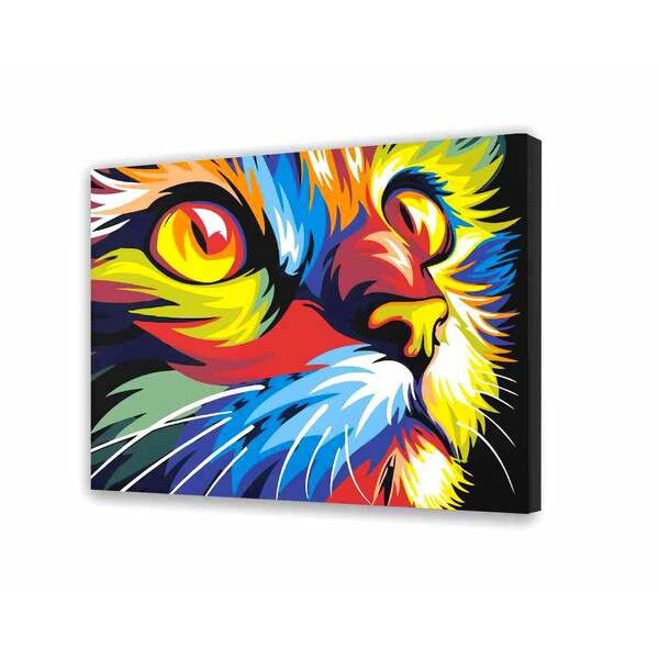 Pictura pe numere, panza 54x44x53cm, pisica in design colorat